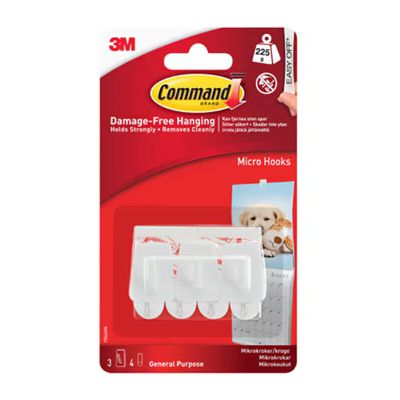 Command™ 17066 White Micro Hooks (Pack 3)