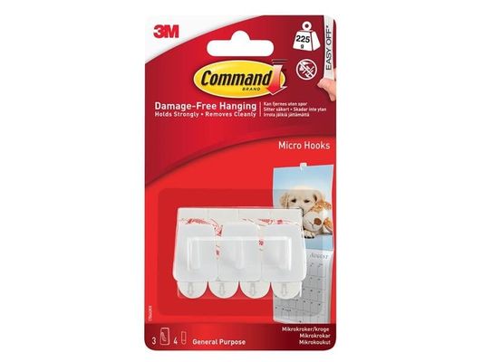 Command™ 17066 White Micro Hooks (Pack 3) - Thumbnail 2