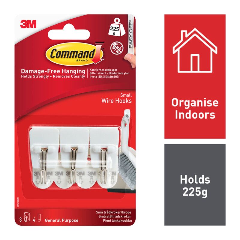Command™ 17067 White Wire Hooks (Pack 3) - Image 1