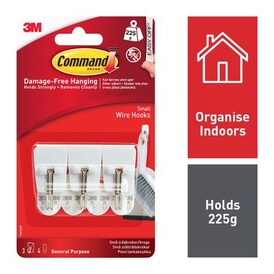 Command™ 17067 White Wire Hooks (Pack 3)