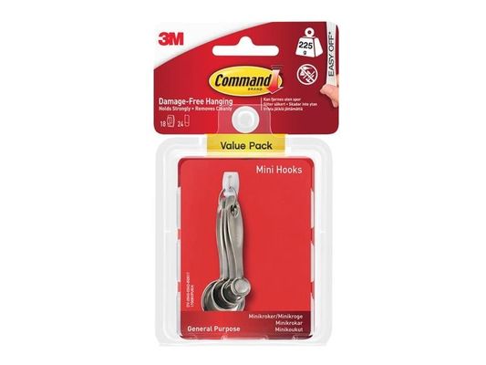 Command™ 17006-18 White Mini Hooks Value Pack (Pack 18)