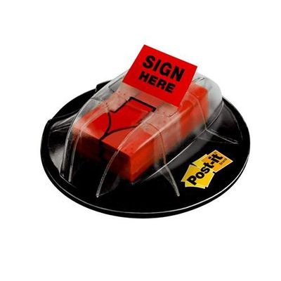 Post-it Index Flags Sign Here in Desk Grip Dispenser Repositionable 25x43mm Red (Pack 200) 680-SHVR200
