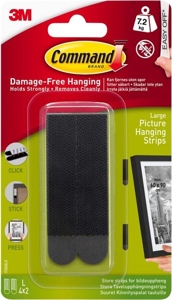 Command 17206BLK hook/loop fastener Composite Black 4 pc(s)