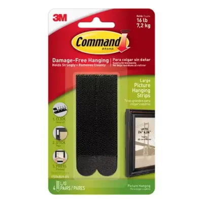 Command 17206BLK hook/loop fastener Composite Black 4 pc(s) - Thumbnail 2