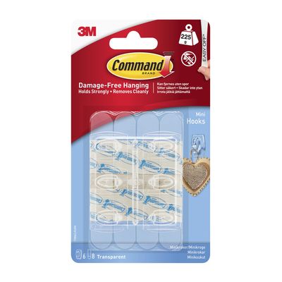 Command™ 17006CLR Clear Mini Hooks (Pack 6)