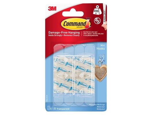 Command™ 17006CLR Clear Mini Hooks (Pack 6) - Thumbnail 2