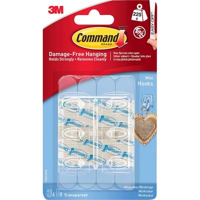 Command™ 17006CLR Clear Mini Hooks (Pack 6) - Thumbnail 3