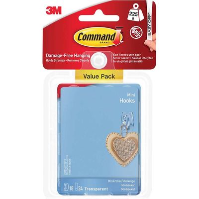 Command™ 17006CLR-VP Clear Mini Hooks Value Pack (Pack 18) - Thumbnail 3