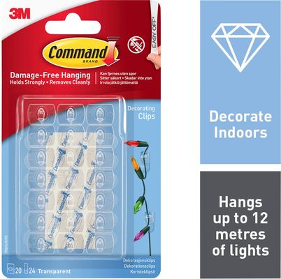 Command™ 17026CLR Clear Decorating Clips With Clear Strips (Pack 20) - Thumbnail 4