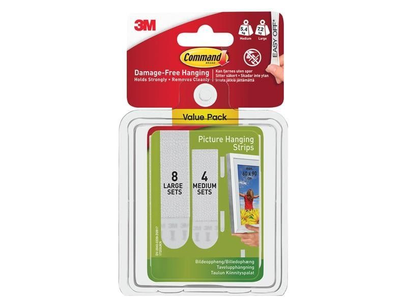 Command™ 17209 Picture Hanging Strips Set Medium & Large (Pack 12) - Image 1