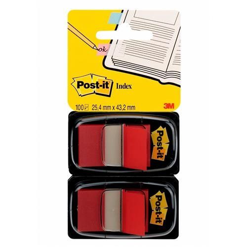 Post-it Index Medium Flags 25mm Red Dual Pack 50 Tabs Per Pack (Pack 100 Tabs) 7000047687 - Image 1