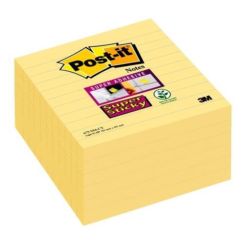 Post-It Super Sticky Xl Notes 101X101mm Ruled 90 Sheets Canary Yellow (Pack 6) 675-Ss6cy - 7100066312 - Image 1