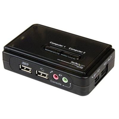 StarTech.com 2 Port Black USB KVM Switch Kit with Audio and Cables 2048 x 1536 pixels 2K Ultra HD Black