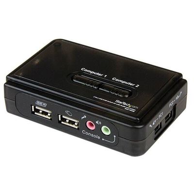 StarTech.com 2 Port Black USB KVM Switch Kit with Audio and Cables 2048 x 1536 pixels 2K Ultra HD Black - Thumbnail 2