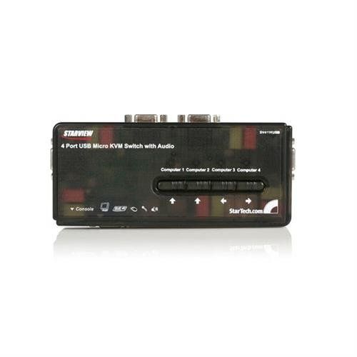 StarTech.com 4 Port Black USB KVM Switch Kit with Cables and Audio - Image 1