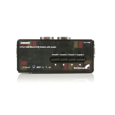 StarTech.com 4 Port Black USB KVM Switch Kit with Cables and Audio - Thumbnail 2