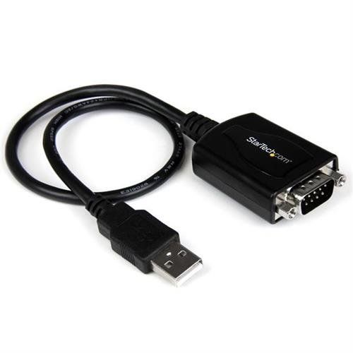 StarTech.com 1ft (30cm) 1-Port Professional USB to Serial Adapter Cable with COM Retention USB to RS232 Adapter - TAA. Connector 1: DB-9 Connector 2: USB 2.0 A Cable length: 0.42 m. Product colour: Black - Image 1