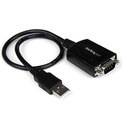StarTech.com 1ft (30cm) 1-Port Professional USB to Serial Adapter Cable with COM Retention USB to RS232 Adapter - TAA. Connector 1: DB-9 Connector 2: USB 2.0 A Cable length: 0.42 m. Product colour: Black