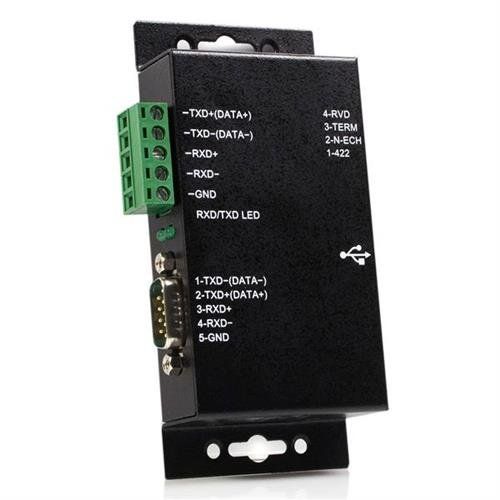 StarTech.com 1 Port Metal Industrial USB to RS422/RS485 Serial Adapter w/ Isolation - TAA. Connector 1: USB B Connector 2: RS-422/485 Cable length: 1.8 m. Product colour: Black - Image 1