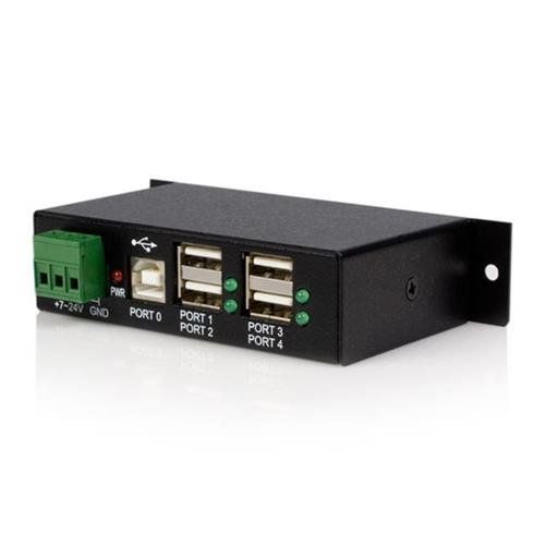 StarTech.com 4-Port USB 2.0 Hub - Metal Industrial USB-A Hub - Din Rail Wall or Desk Mountable USB Data Hub - TAA Compliant USB Expander Hub - Image 1