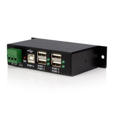 StarTech.com 4-Port USB 2.0 Hub - Metal Industrial USB-A Hub - Din Rail Wall or Desk Mountable USB Data Hub - TAA Compliant USB Expander Hub