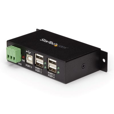 StarTech.com 4-Port USB 2.0 Hub - Metal Industrial USB-A Hub - Din Rail Wall or Desk Mountable USB Data Hub - TAA Compliant USB Expander Hub - Thumbnail 2
