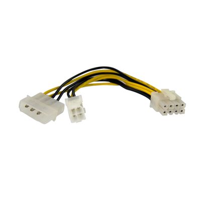 StarTech.com 6in 4 Pin to 8 Pin EPS Power Adapter with LP4 - F/M - Thumbnail 2