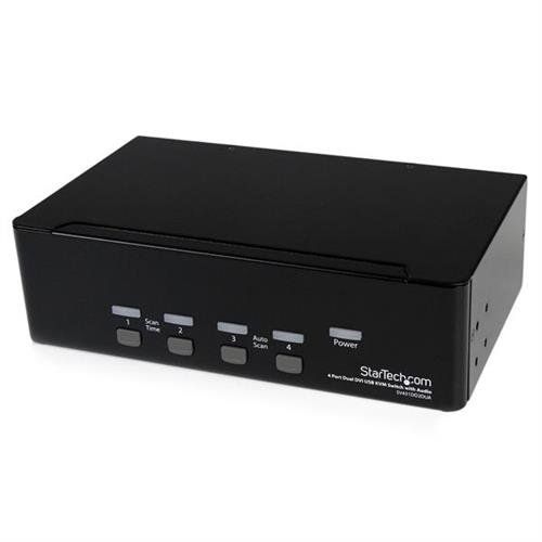 StarTech.com 4 Port Dual DVI USB KVM Switch with Audio & USB 2.0 Hub - TAA - Image 1