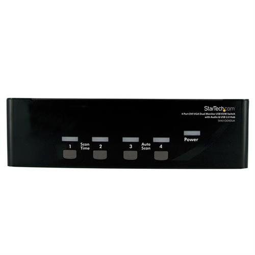 StarTech.com 4 Port DVI VGA Dual Monitor KVM Switch USB with Audio & USB 2.0 Hub - TAA - Image 1