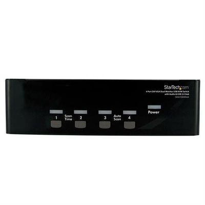 StarTech.com 4 Port DVI VGA Dual Monitor KVM Switch USB with Audio & USB 2.0 Hub - TAA