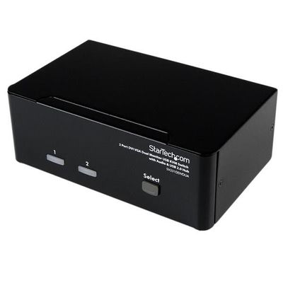 StarTech.com 2 Port DVI VGA Dual Monitor KVM Switch USB with Audio &amp; USB 2.0 Hub - TAA - Thumbnail 2