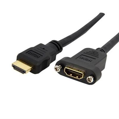 StarTech.com 3ft (91cm) HDMI Female to Male Adapter 4K High Speed Panel Mount HDMI Cable 4K 30Hz UHD HDMI 10.2 Gbps Bandwdith 4K HDMI Female to HDMI Male HDMI Panel Mount Connector Cable