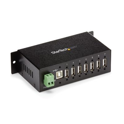 StarTech.com 7-Port USB 2.0 Hub - Metal Industrial USB-A Hub with ESD Protection &amp; 350W Surge Protection - Din Rail Wall or Desk Mountable - TAA Compliant USB Expander Hub - Thumbnail 2