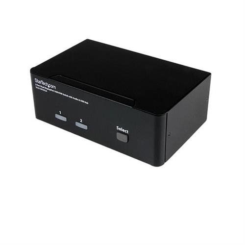 StarTech.com 2 Port Dual DisplayPort USB KVM Switch with Audio & USB 2.0 Hub - TAA - Image 1