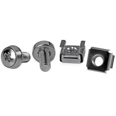 StarTech.com 50-Pack M6 12mm Screws Square Hole Cage Nuts and Installation Tool Hardware Mounting Kit for 19" or 10" Server Racks Cabinets and Enclosures Silver - TAA Screw Stainless steel Sheet metal General utility M6 Dome head