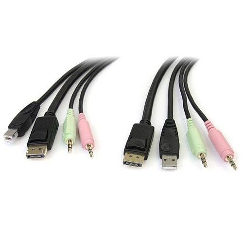 StarTech.com 6ft 4-in-1 USB DisplayPort KVM Switch Cable w/ Audio & Microphone - Image 1