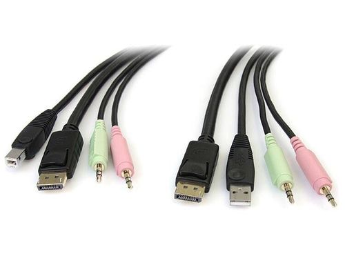 StarTech.com 6ft 4-in-1 USB DisplayPort KVM Switch Cable w/ Audio &amp; Microphone - Thumbnail 2