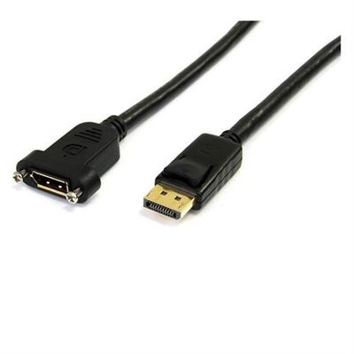 StarTech.com 3ft (91cm) Panel Mount DisplayPort Cable - 4K x 2K - DisplayPort 1.2 Extension Cable Male to Female - DP Video Extender Cord with Panel Mount DP Connector - DP Monitor Cable