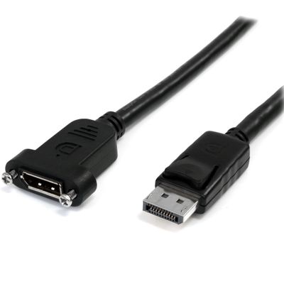 StarTech.com 3ft (91cm) Panel Mount DisplayPort Cable - 4K x 2K - DisplayPort 1.2 Extension Cable Male to Female - DP Video Extender Cord with Panel Mount DP Connector - DP Monitor Cable - Thumbnail 2