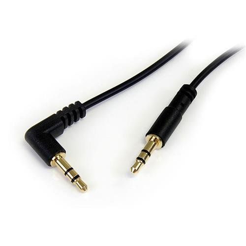 StarTech.com 1 ft Slim 3.5mm to Right Angle Stereo Audio Cable - M/M - Image 1