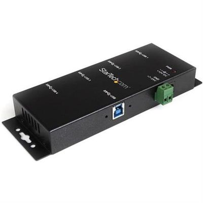 StarTech.com 4-Port USB 3.0 Hub - 5Gbps - Metal Industrial USB-A Hub - Wall or Desk Mountable USB Data Hub - TAA Compliant USB Expander Hub USB 3.2 Gen 1 (3.1 Gen 1) Type-B USB 3.2 Gen 1 (3.1 Gen 1) Type-A 5000 Mbit/s Black Steel Power USB