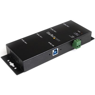 StarTech.com 4-Port USB 3.0 Hub - 5Gbps - Metal Industrial USB-A Hub - Wall or Desk Mountable USB Data Hub - TAA Compliant USB Expander Hub USB 3.2 Gen 1 (3.1 Gen 1) Type-B USB 3.2 Gen 1 (3.1 Gen 1) Type-A 5000 Mbit/s Black Steel Power USB - Thumbnail 2