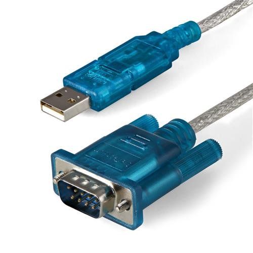 StarTech.com 3ft (91cm) 1-Port USB to RS232 DB9 Serial Adapter Cable USB to Serial Adapter Cable - M/M. Connector 1: DB-9 Connector 2: USB 2.0 A Cable length: 0.9 m. Product colour: Blue Transparent - Image 1