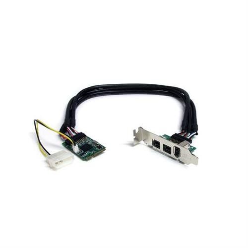 StarTech.com 3 Port 2b 1a 1394 Mini PCI Express FireWire Card Adapter PCIe IEEE 1394/Firewire Full-height / Low-profile PCIe 1.1 Black Stainless steel Texas Instruments - XIO2213B - Image 1