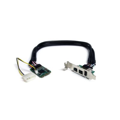 StarTech.com 3 Port 2b 1a 1394 Mini PCI Express FireWire Card Adapter PCIe IEEE 1394/Firewire Full-height / Low-profile PCIe 1.1 Black Stainless steel Texas Instruments - XIO2213B - Thumbnail 2