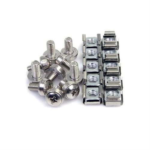 StarTech.com 100-Pack M6 12mm Screws Square Hole Cage Nuts and Installation Tool Hardware Mounting Kit for 19" or 10" Server Racks Cabinets and Enclosures Silver - TAA Screw Metal Sheet metal General utility M6 Dome head - Image 1