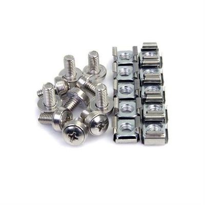 StarTech.com 100-Pack M6 12mm Screws Square Hole Cage Nuts and Installation Tool Hardware Mounting Kit for 19" or 10" Server Racks Cabinets and Enclosures Silver - TAA Screw Metal Sheet metal General utility M6 Dome head