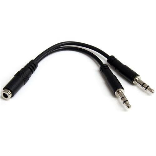 StarTech.com 3.5mm 4 Position to 2x 3 Position 3.5mm Headset Splitter Adapter - F/M 3.5mm Male 2 x 3.5mm Female 0.13 m Black - Image 1