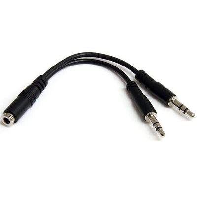 StarTech.com 3.5mm 4 Position to 2x 3 Position 3.5mm Headset Splitter Adapter - F/M 3.5mm Male 2 x 3.5mm Female 0.13 m Black - Thumbnail 2