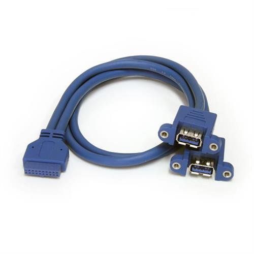 StarTech.com 2 Port Panel Mount USB 3.0 (5Gbps) Cable - USB A to Motherboard Header Cable F/F - Image 1